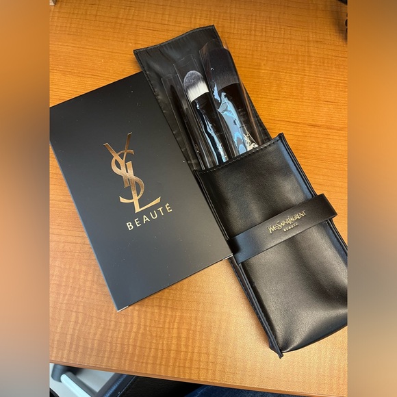 Yves Saint Laurent Other - Yves Saint Laurent Mini Make Up Brush 3 Set with Black Pouch